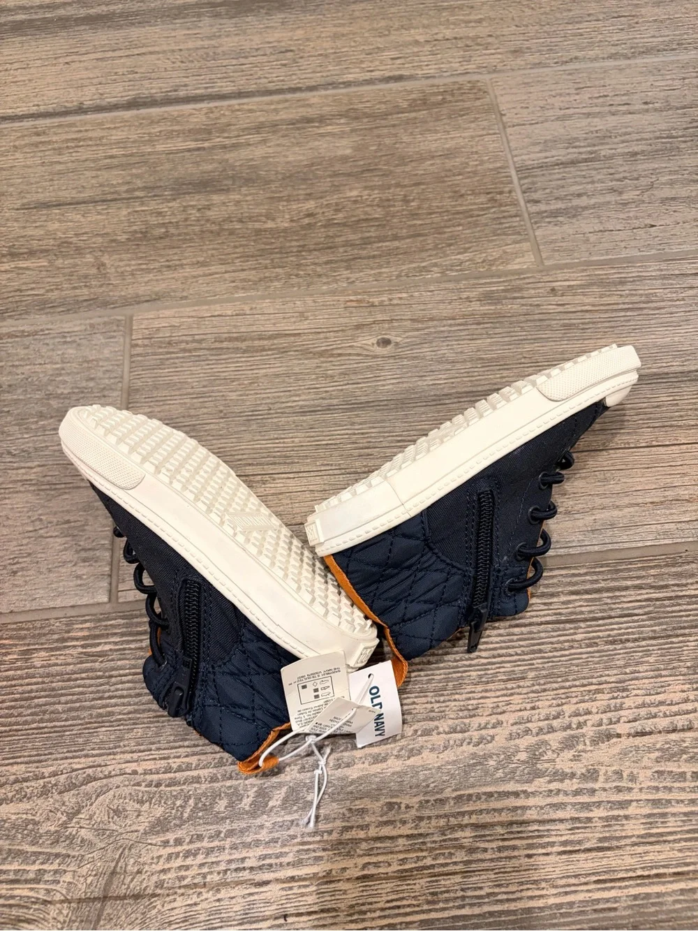 NEW!! Old Navy Navy and Orange Kids High-Top Sneakers